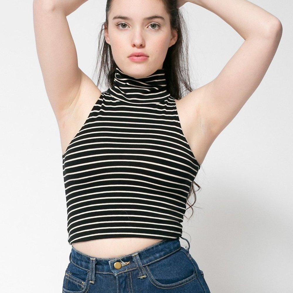 American Apparel Striped turtleneck crop top